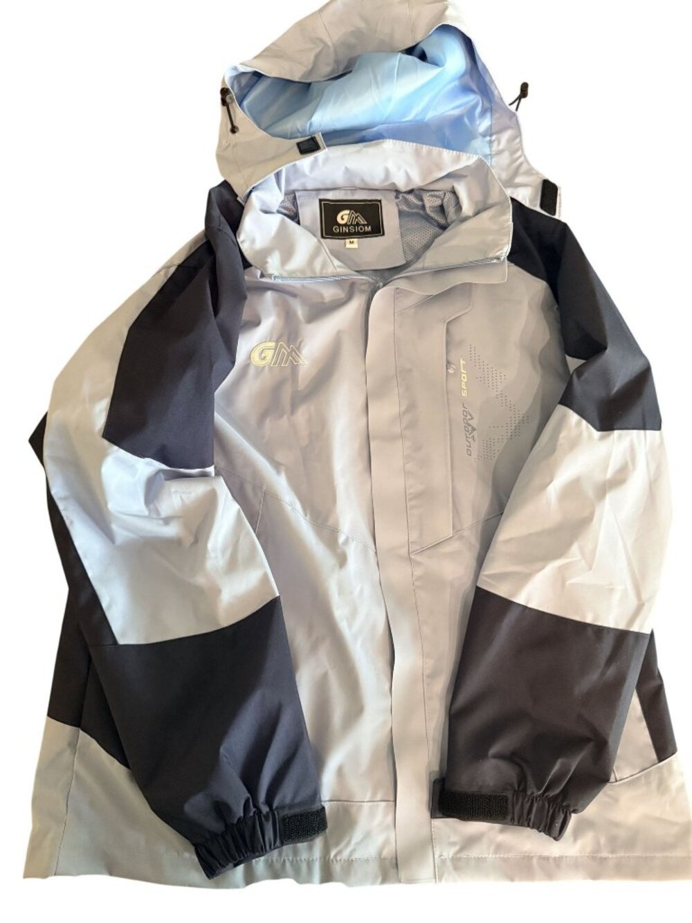 Ginsiom Outdoor Sport Waterproof Hooded Jacket Womens M Blue Zip off hood